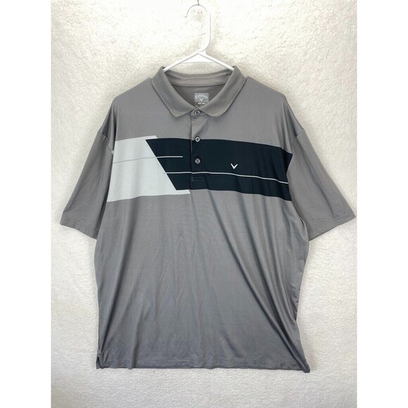Callaway Polo Shirt Men’s Gray Black Dri-Fit Performance Golf Short Sleeve XL - Picture 2 of 7